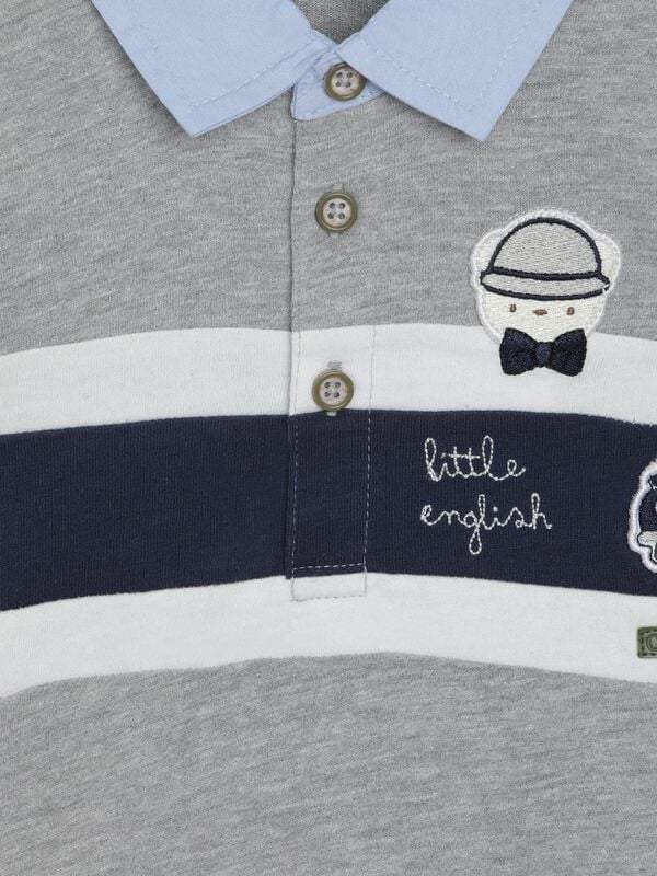 Boys Polo Long Sleeve T-Shirt With Striped Pattern image number 2